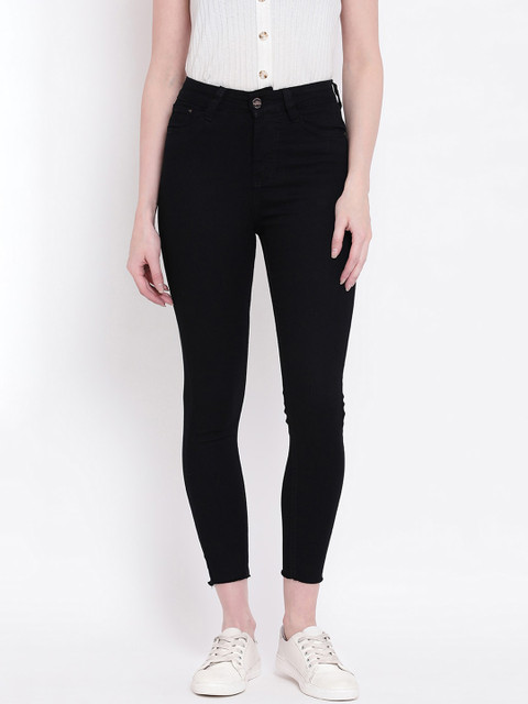 

Code 61 Women Black Super Skinny Fit High-Rise Stretchable Cropped Jeans