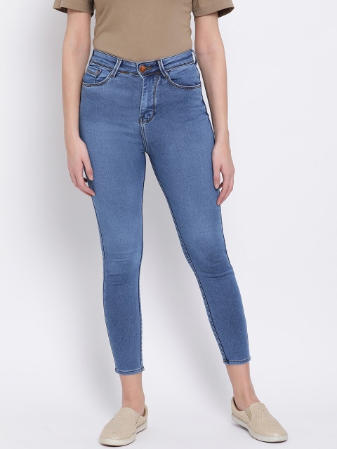 

Code 61 Women Blue Skinny Fit High-Rise Light Fade Bleached Stretchable Jeans