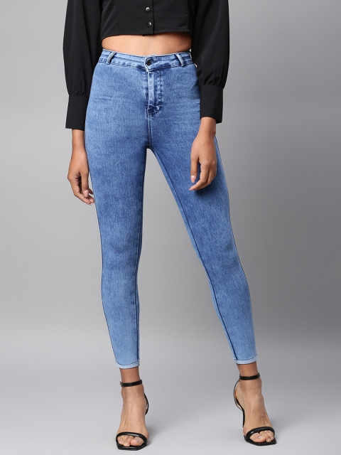 

Code 61 Women Blue Super Skinny Fit High-Rise Acid Wash Stretchable Jeans