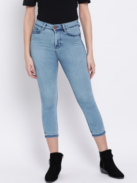

Code 61 Women Blue Skinny Fit High-Rise Winter Cotton Crop Denim Jeans