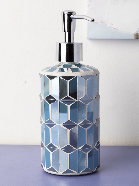 

MARKET99 Blue Geometric Glass Soap Dispenser 400 Ml