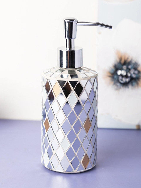 

MARKET99 White Textured Glass Soap Dispenser 400 Ml