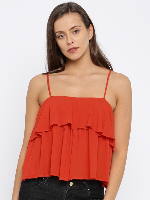 

FOREVER 21 Women Red Solid A-Line Top
