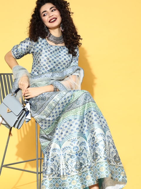 

Chhabra 555 Women Stunning Blue Ethnic Motifs Gown for Days