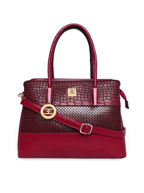 

ESBEDA Maroon PU Structured Handheld Bag with Cut Work