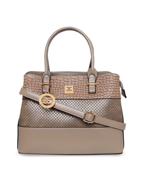 

ESBEDA Beige Textured PU Structured Handheld Bag