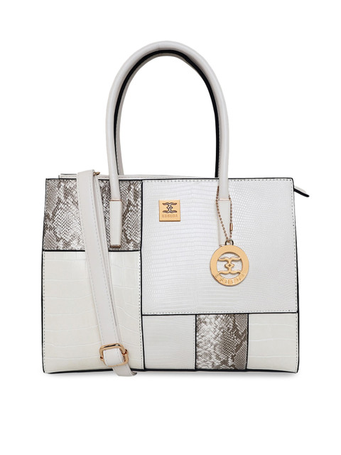 

ESBEDA Off White Textured Structured Handheld Bag