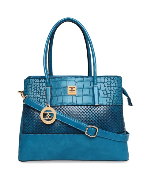 

ESBEDA Sea Green Textured PU Structured Shoulder Bag with Cut Work
