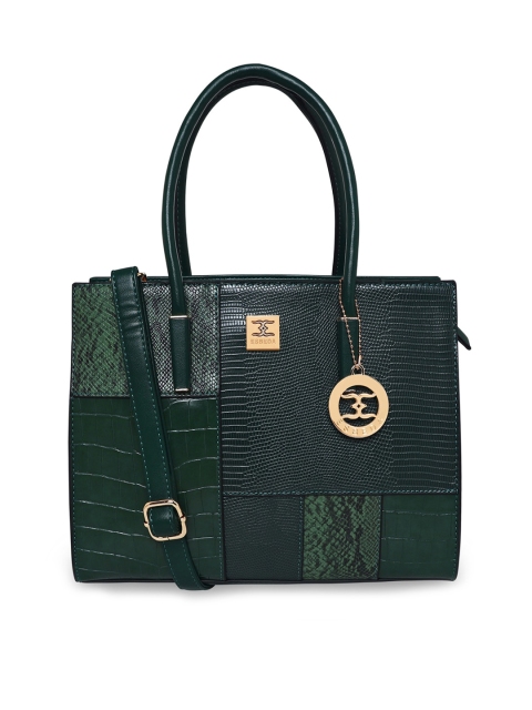 

ESBEDA Green Textured PU Structured Handheld Bag