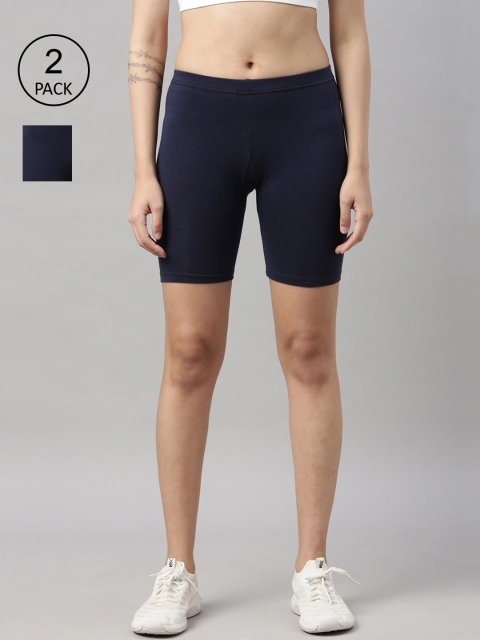 

GOLDSTROMS Women Navy Blue Set of 2 Cycling Sports Shorts