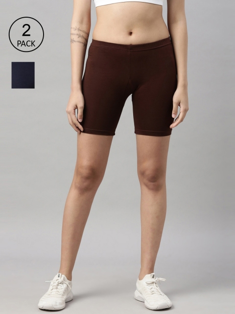 

GOLDSTROMS Women Pack of 2 Coffee Brown Cycling Sports Shorts