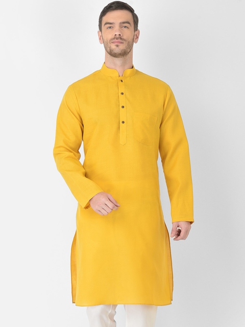 

SG LEMAN Men Mustard Yellow Pure Cotton Kurta