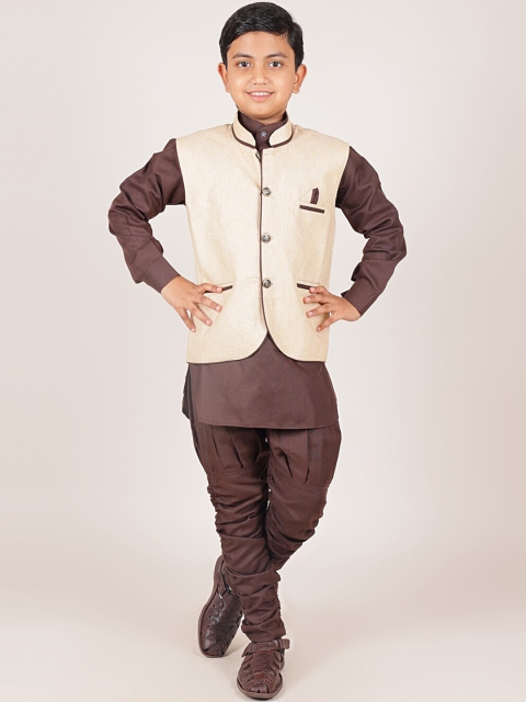 

Pothys Boys Brown & Cream-Coloured Sherwani With Nehru Jacket