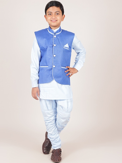 

Pothys Boys Navy Blue Jute Silk Sherwani