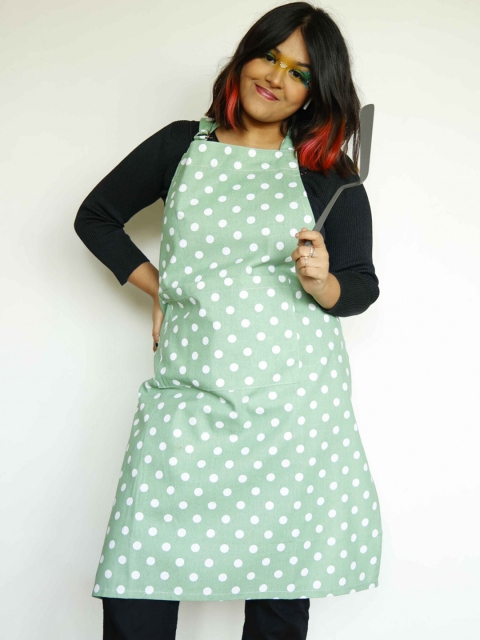 

Ariana Unisex Turquoise Blue Printed Cotton Apron
