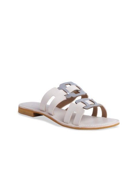 

ERIDANI Women White Solid Open Toe Flats