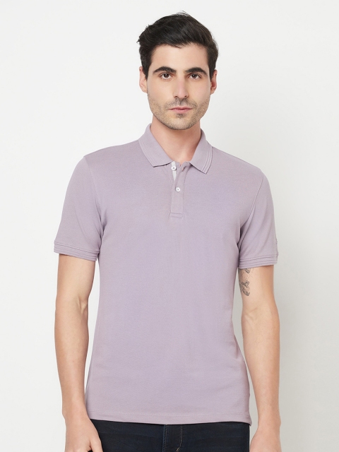 

Octave Men Purple Polo Collar T-shirt, Lavender