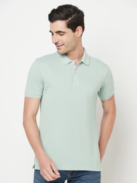 

Octave Men Green Solid Polo Collar T-shirt