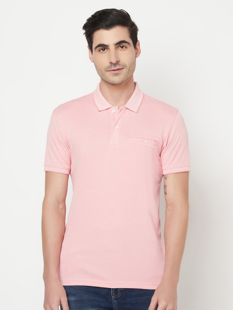 

Octave Men Pink Polo Collar Pockets T-shirt