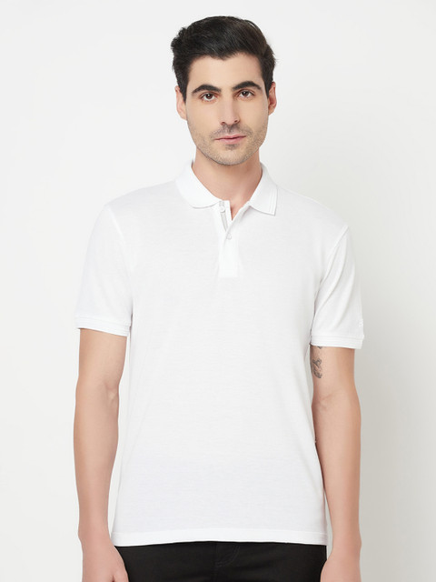 

Octave Men White Polo Collar T-shirt