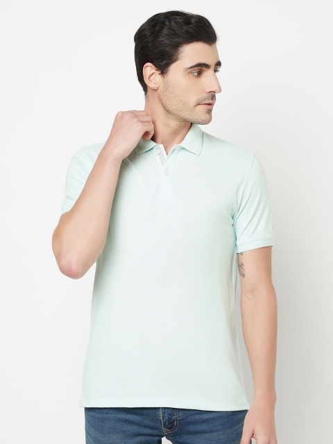 

Octave Men Blue Polo Collar Cotton T-shirt