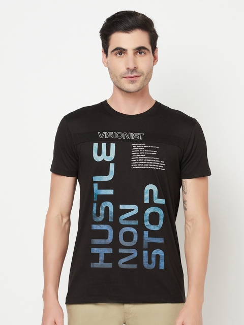 

Octave Men Black Typography Printed Round Neck T-shirt