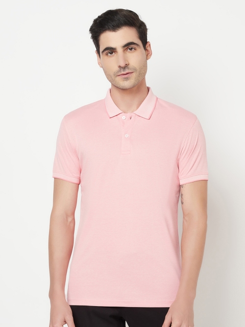 

Octave Men Pink Polo Collar Cotton T-shirt