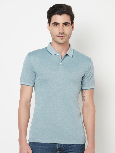 

Octave Men Blue Solid Polo Collar Plus Size Regular Fit T-shirt