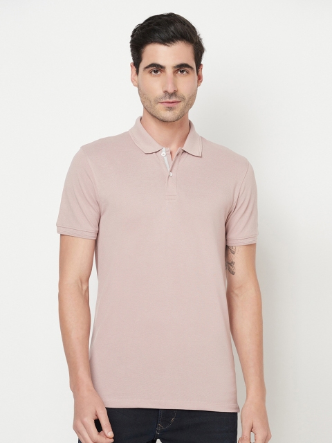 

Octave Men Pink Polo Collar Cotton T-shirt