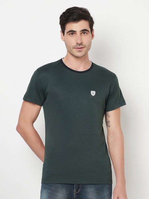 

Octave Men Olive Green Solid T-shirt