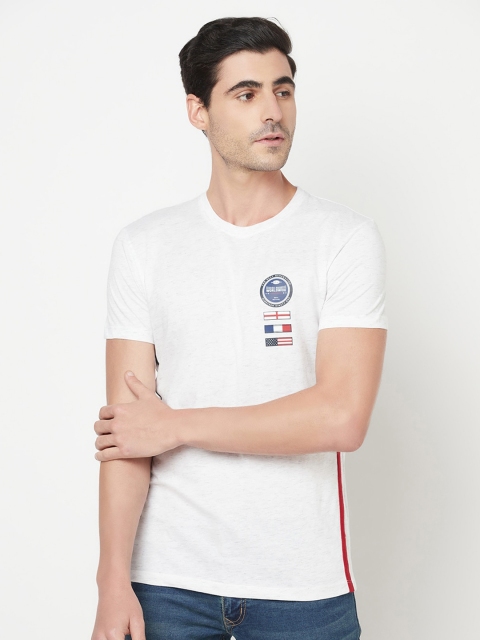 

Octave Men White Printed Round Neck T-shirt