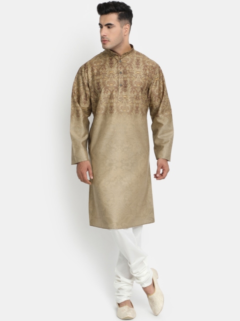 

HOB Men Brown Ethnic Motifs Printed Kurta with Pyjamas