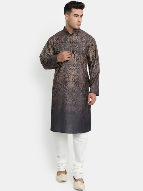 

HOB Men Brown Ethnic Motifs Printed Kurta with Pyjamas