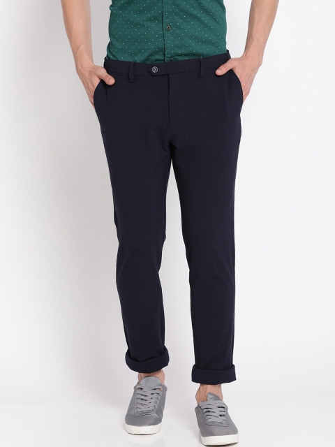 

Indian Terrain Men Navy Blue Brooklyn Slim Fit Trousers