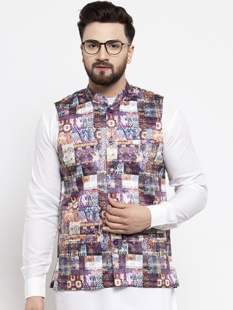 

Jompers Men Multicoloured Printed Waistcoat, Multi
