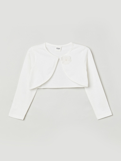 

max Girls White Solid Crop Shrug