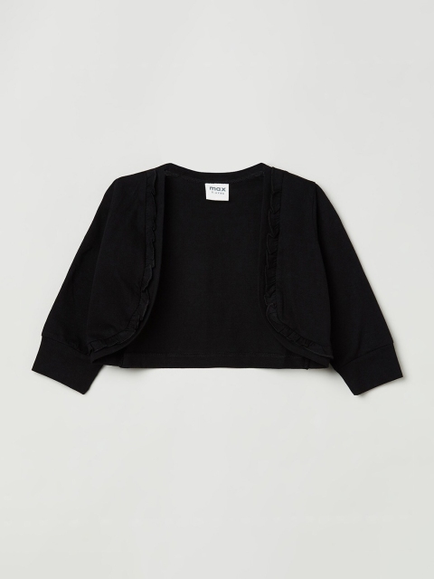 

max Girls Black Pure Cotton Crop Shrug