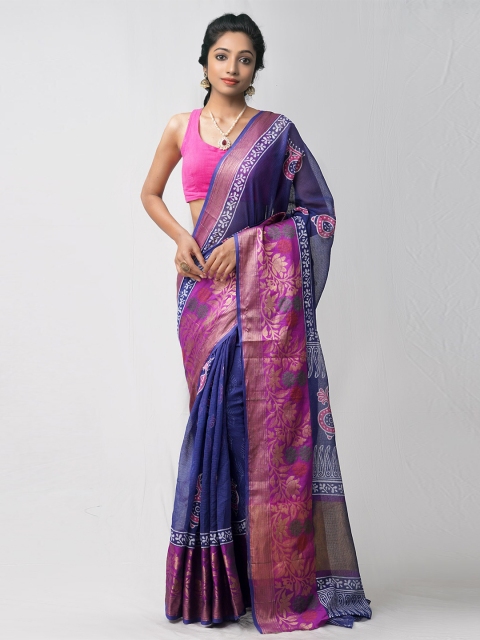 

Unnati Silks Blue & Purple Ethnic Motifs Pure Cotton Kota Saree