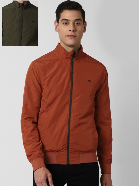 

Peter England Casuals Men Olive Green & Rust Solid Reversible Bomber Jacket