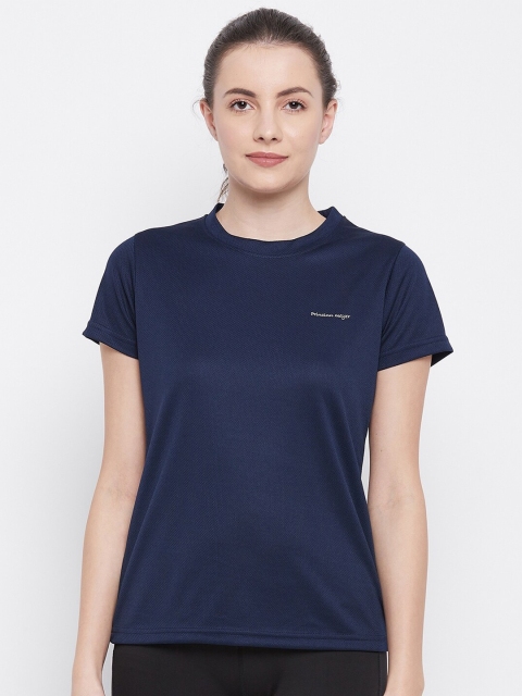 

PRINCINN MEYER Women Navy Blue Solid Dri-FIT Running T-shirt