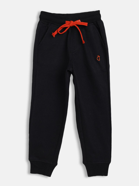 

Gini and Jony Boys Black Solid Cotton Joggers