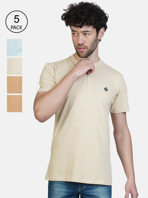 

Almo Wear Men Pack of 5 Henley Neck Lounge T-Shirts, Multi