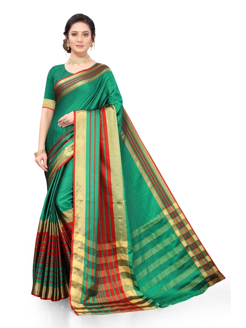 

Viva N Diva Green & Red Woven Design Zari Silk Blend Saree