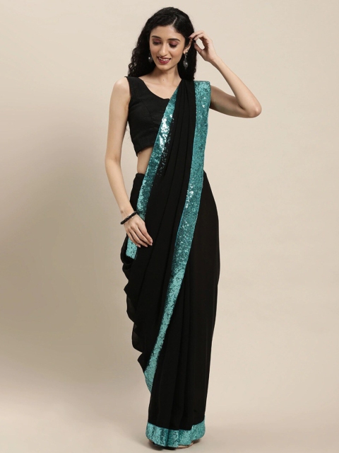 

Viva N Diva Black & Blue Sequinned Embellished Saree