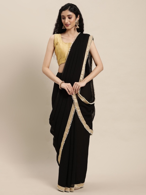 

Viva N Diva Black & Gold-Toned Embellished Border Saree