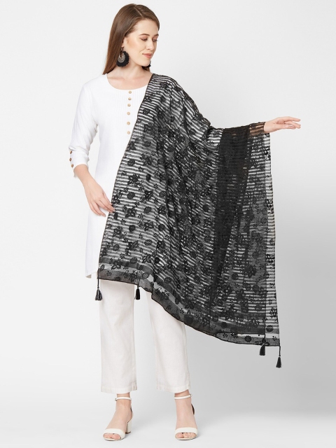

Get Wrapped Black Printed Viscose Rayon Dupatta
