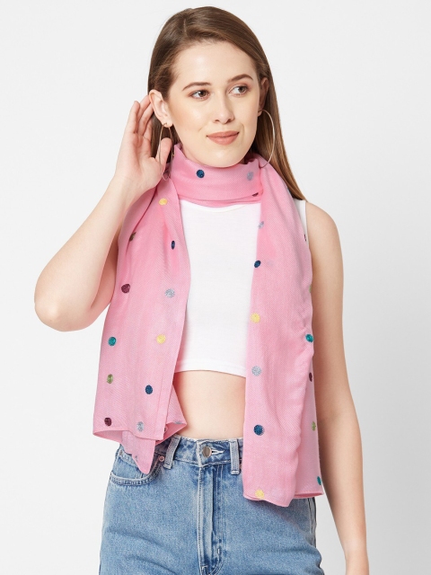 

Get Wrapped Women Pink Polka Dots Embroidered Scarves