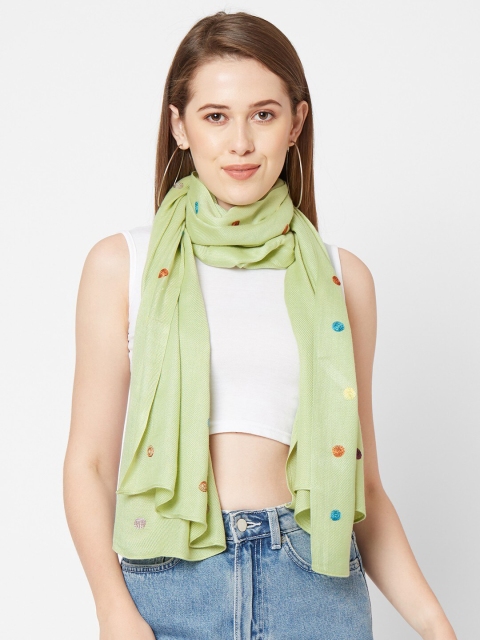 

Get Wrapped Women Green & Blue Embroidered Scarf