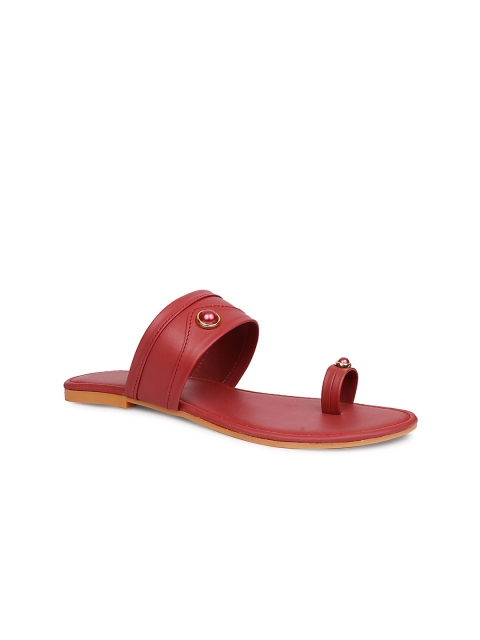 

Sanhose Women Maroon Solid Embellished One Toe Flats
