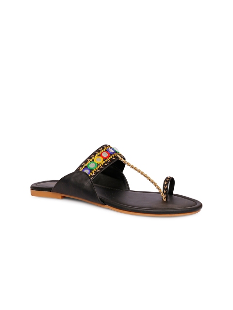 

Sanhose Women Black Embellished Ethnic One Toe Flats